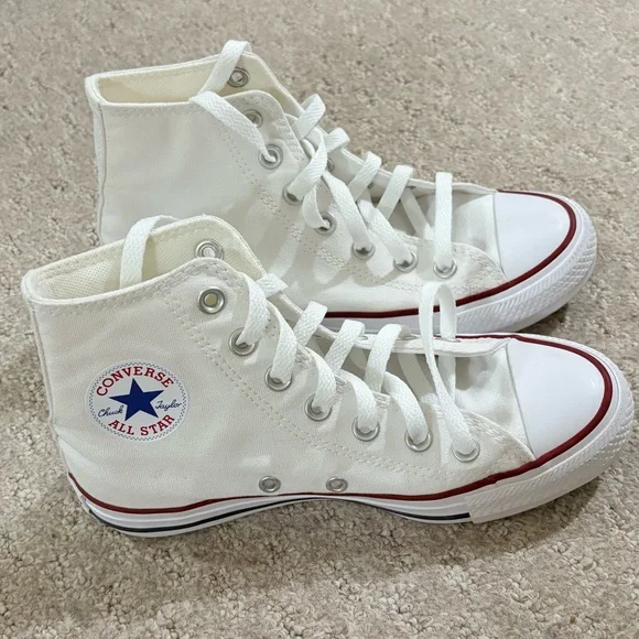 Converse All Star Chuck Taylor Womens 5.5 Shoes White High Top Sneakers - Picture 6 of 10